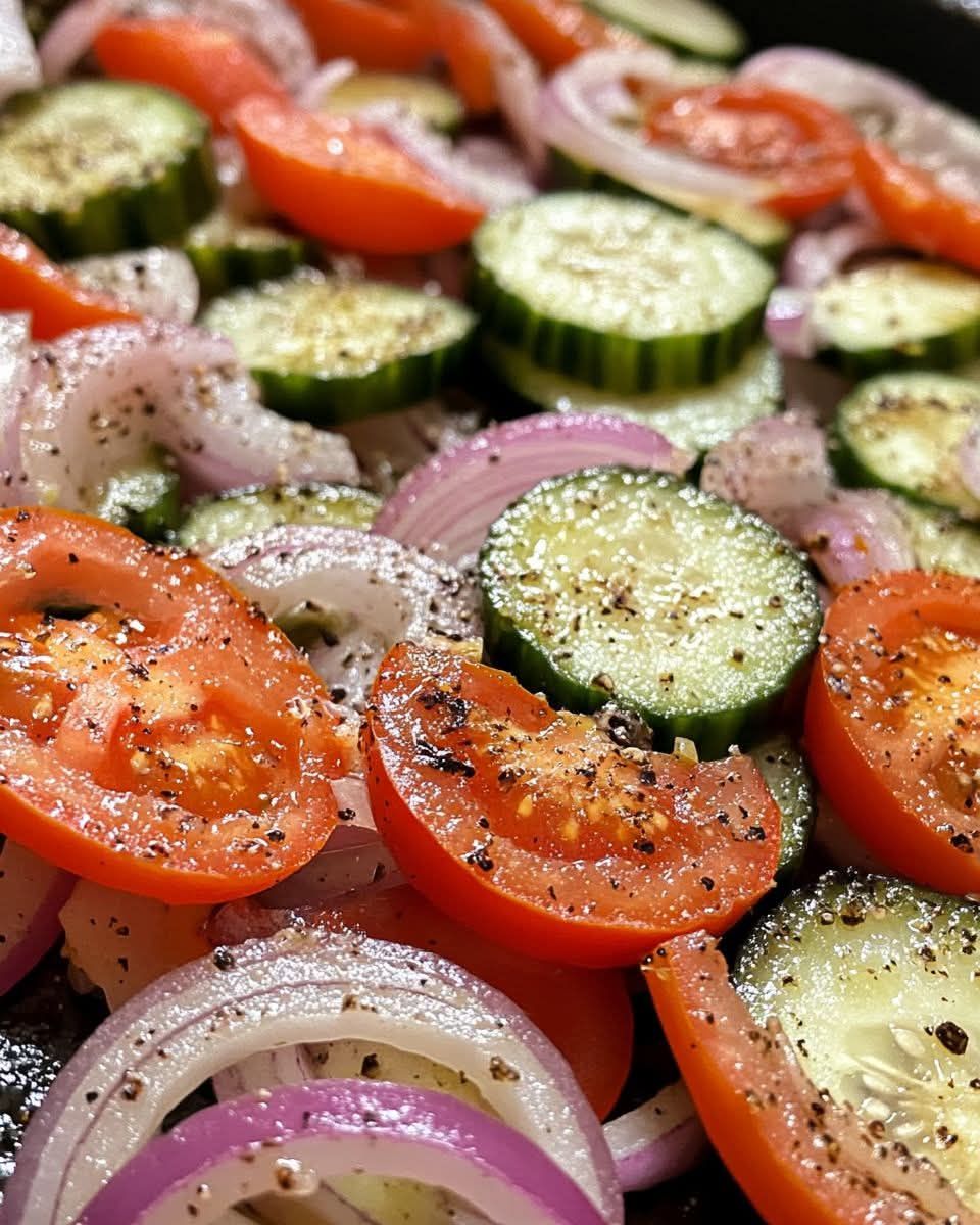 MARINATED CUCUMBERS, ONIONS, AND TOMATOES