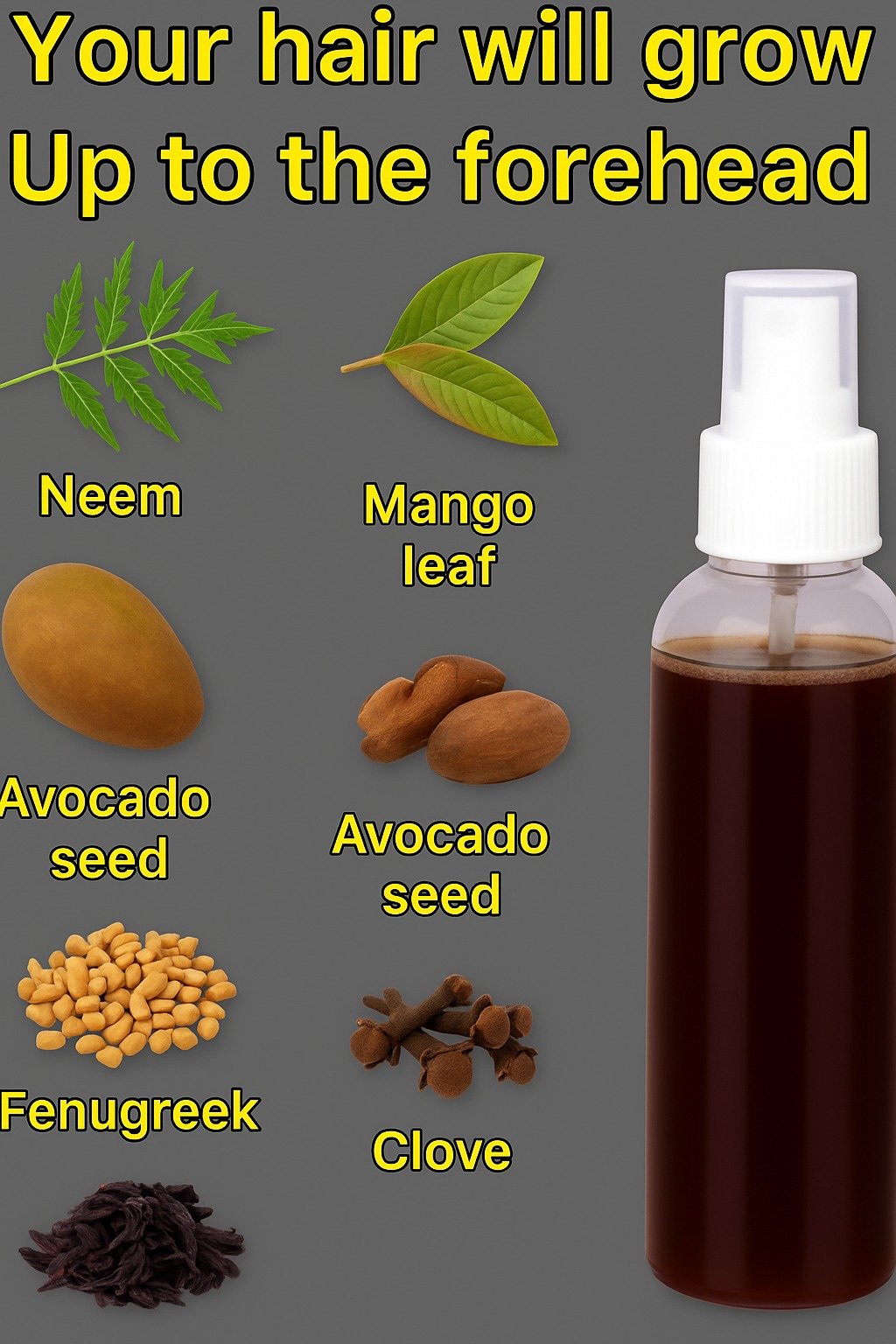 Ultimate Herbal Hair Growth Spray: Neem, Mango Leaf, Avocado Seed & More