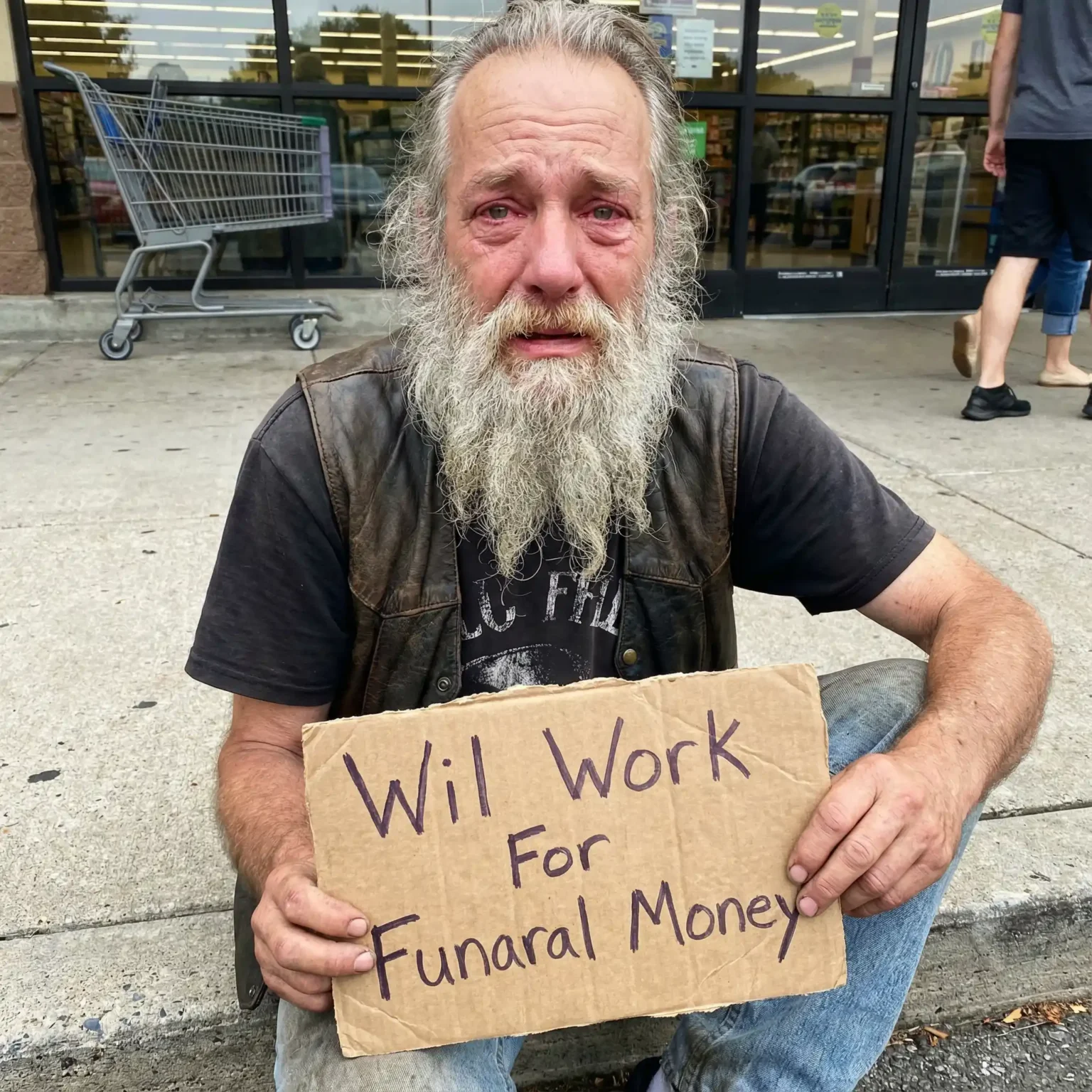 I Mocked a Biker’s Spelling on His Cardboard Sign — Until He Turned It Around and Showed Me the Back