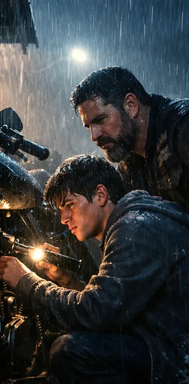 Rain hammered the pavement so hard it bounced back as silver mist, turning the street into a shimmering mirror under flashes of lightning. The storm didn’t simply fall—it attacked. Thunder swallowed every other sound, wind bent the rain sideways, and the entire neighborhood retreated indoors.