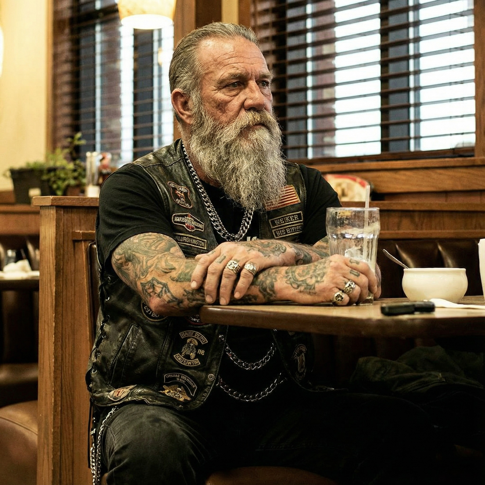 Waitress Called Police On Biker Who Sat At The Same Booth Every Day Without Ordering Food