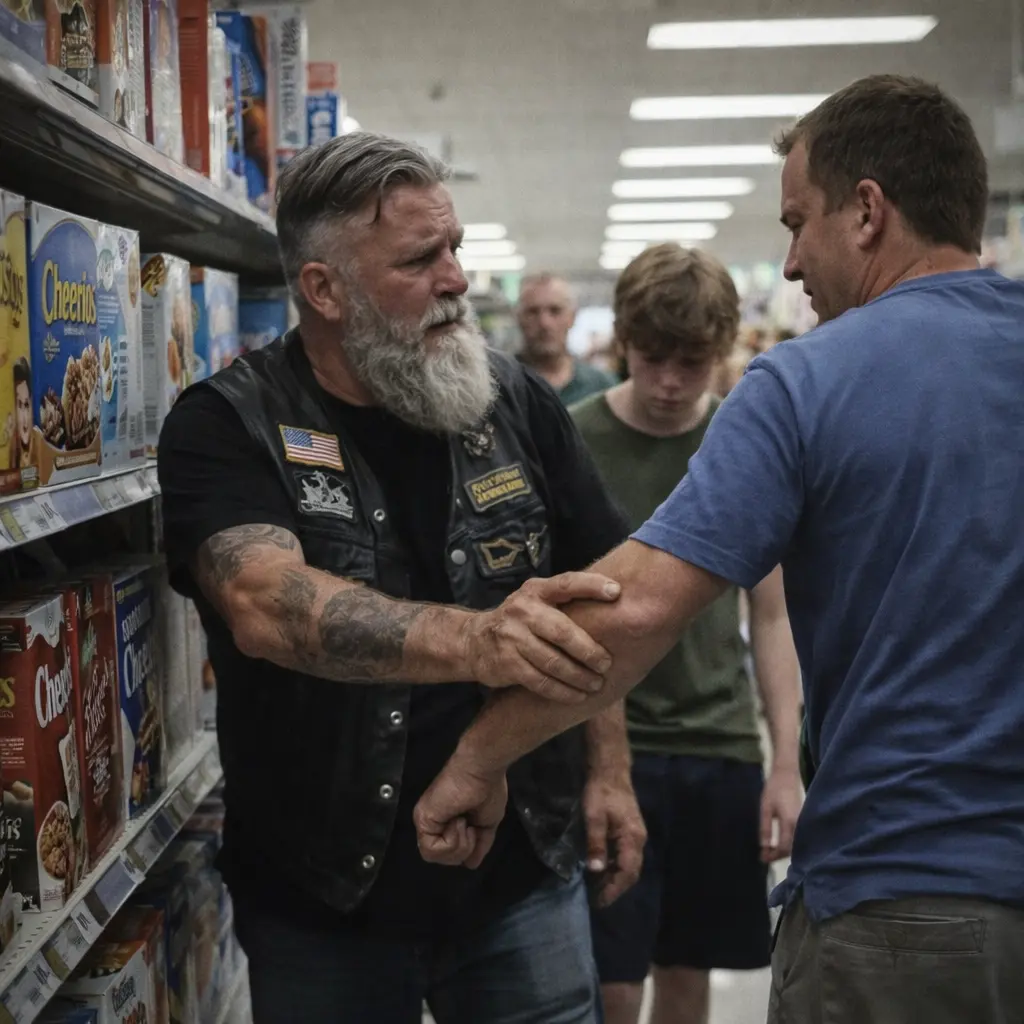 I Was Fourteen When a Biker Caught My Stepdad’s Fist and Said “Never Again”