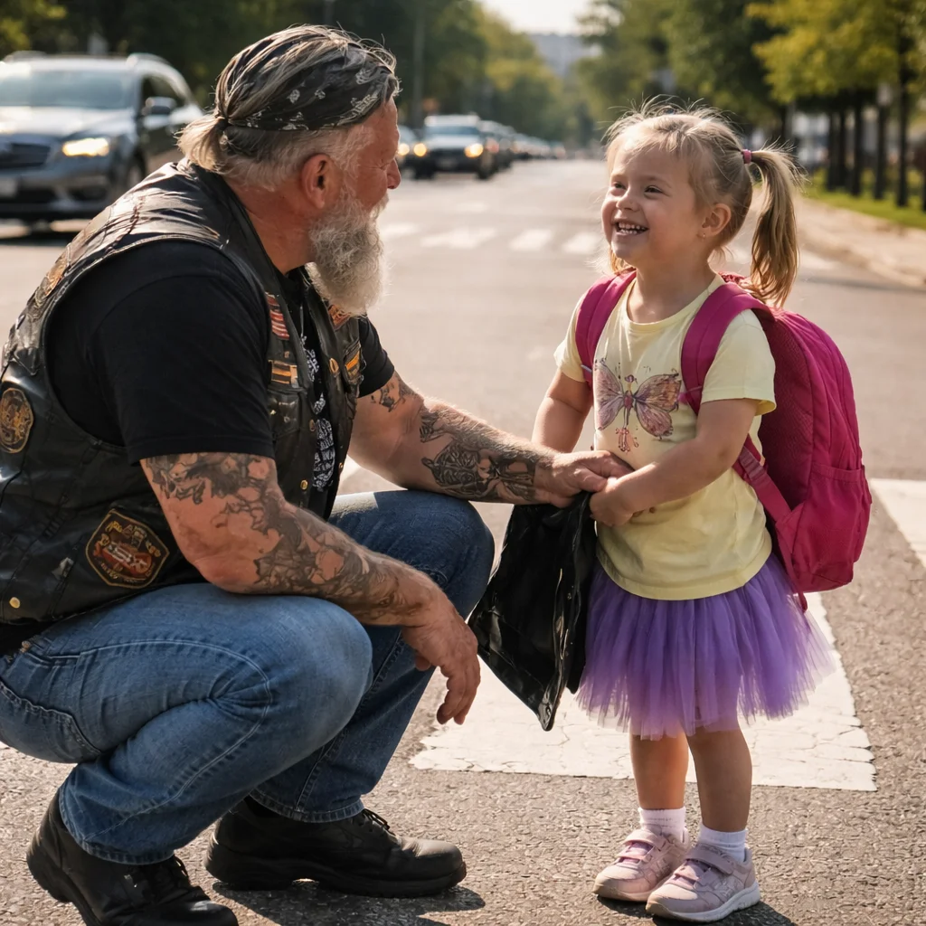 This Biker Stops Traffic Every Morning So My Daughter Can Cross the Street