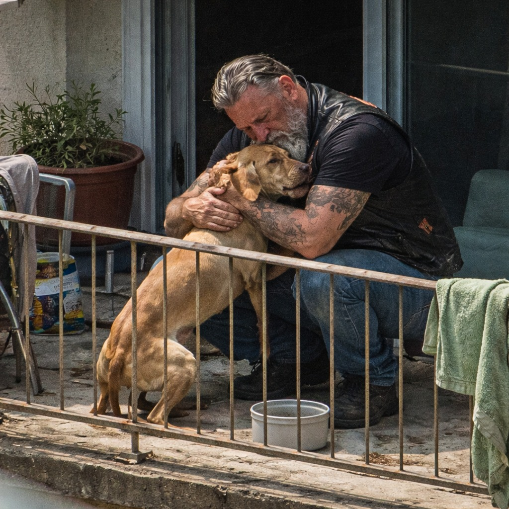 A Biker Climbed Three Stories to Save a Starving Dog When No One Else Would Help