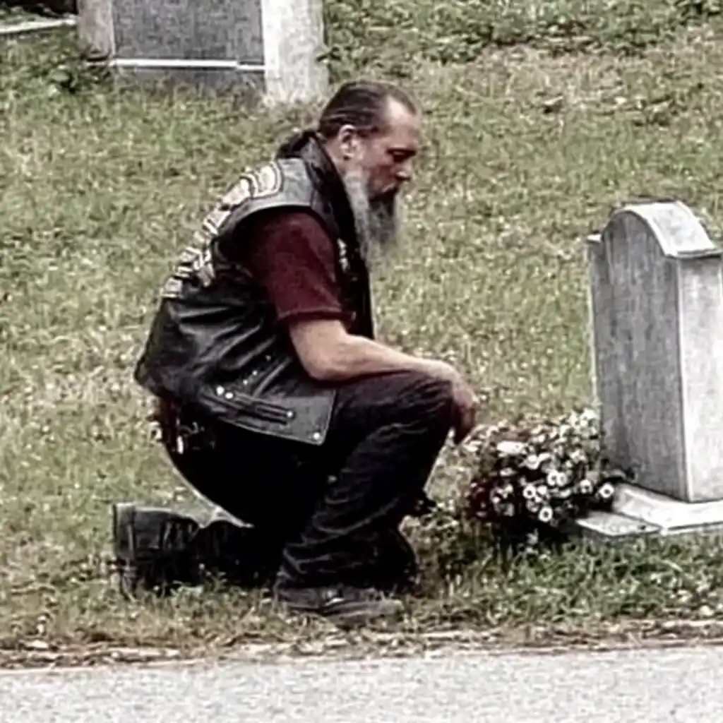 The Biker Who Stole Flowers Every Sunday — Until the Truth Broke a Groundskeeper’s Heart